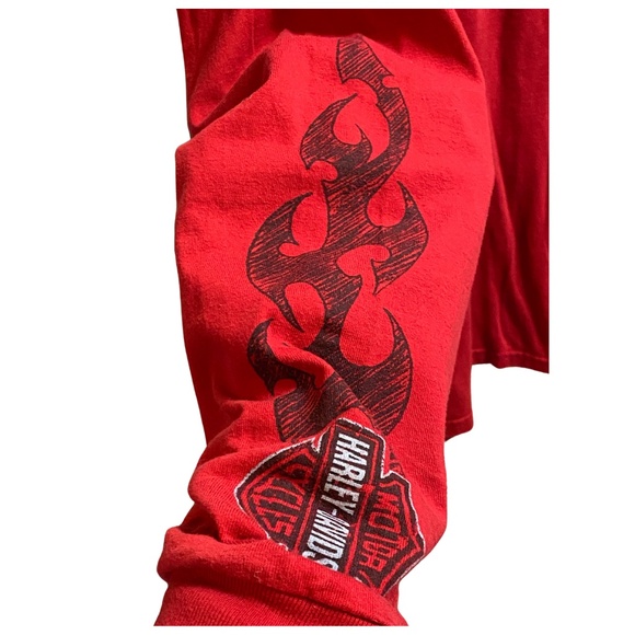 Vintage 2012 Harley Davidson Crystal River Florida Long Sleeve Red T Shirt Large - Picture 5 of 5